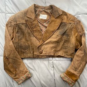 Vintage genuine leather cropped jacket 🤎